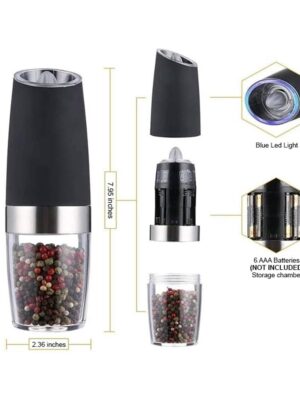Alternative view of Black Salt & Pepper Grinder Set, Adjustable Coarseness, 2pcs