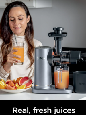 Alternative view of Ninja NeverClog 150 Watts Cold Press Juicer with 18oz Jug, 30oz Pulp Container, 2-Speed, Compact